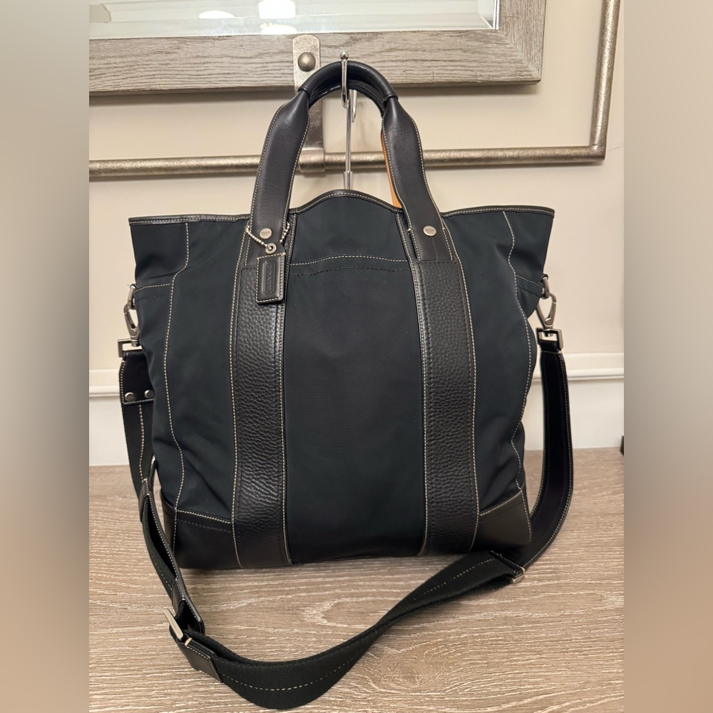 Coach Black Nylon & Leather Travel Tote with Shoulder Strap
